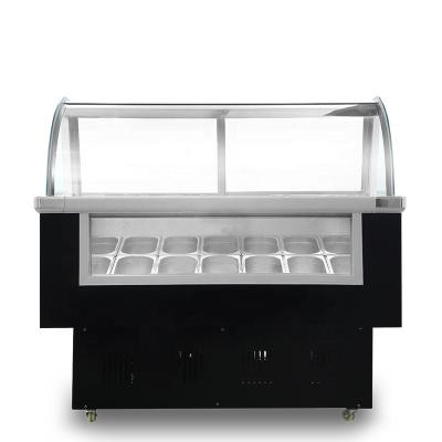 China Single-temperature Fan Cooling 10 & 12 Tray Gelato Ice Cream Showcase Show / Italian Ice Cream Display Refrigerators for sale