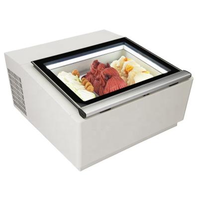 China 2022 Single-temperature CFR Mini Tabletop Counter Gelato Display Freezer Ice Cream Showcase 3 Tray BY THE SEA for sale