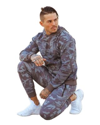 China Wholesale Custom Breathable Simple Workout Crewneck Sweat Suit Camouflage Tracksuit Men's Sweatsuit Sets With Hood for sale