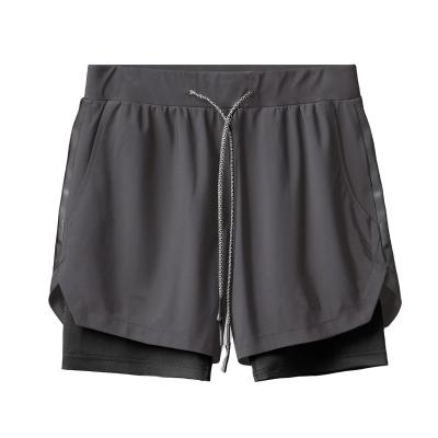 China Wholesale Anti-Wrinkle Mens Sports Shorts Workout Running 2 In 1 Gym Double Decker Training Shorts With Pockets for sale