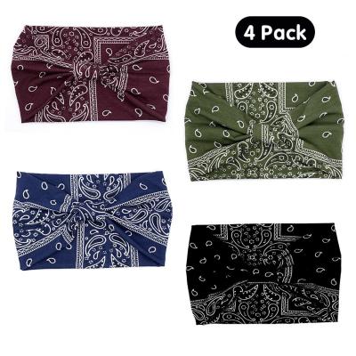 China Printed Breathable Head Wraps Assorted Paisley Wide Bandana Knot Headbands Criss Cross Head Wrap for sale