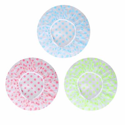 China Waterproof Reusable Plastic Shower Cap Curly Hair Elastic For Women Ladies Spa for sale