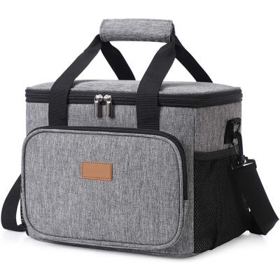 China 24Can 15L Soft Insulated Lunch Bag Cooler For Adult Men Women Grey for sale