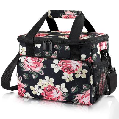 China Flower Reusable Lunch Bags , Large Lunch Cooler Bag With Adjustable Shoulder for sale