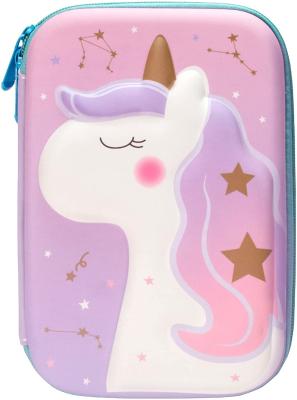 China 3D EVA Cute Unicorn Pencil Case / Large Capacity Pencil Box With Double Zipper for sale