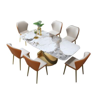 China Simplicity Good Quality Design Style Marble Rock Slab Dining Table and Chairs Original Italian Nordic Modern Domestic Luxury Set for sale