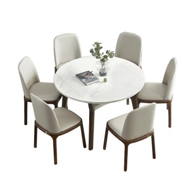 China Modern Nordic Marble Slab Rock Foldable Dining Room Style Design Simplicity Household Dining Table And Chairs Foldable Set for sale