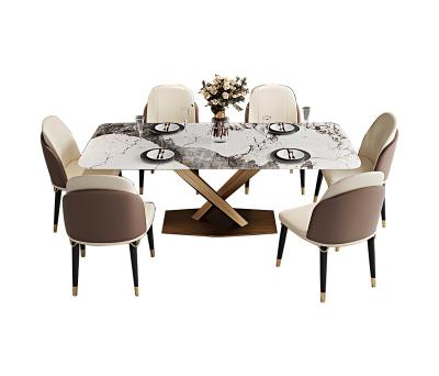 China Simplicity Good Quality Design Style Marble Rock Slab Dining Table and Chairs Original Modern Italian Nordic Luxury Domestic Set for sale