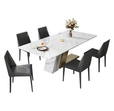 China Simplicity Good Quality Design Style Marble Rock Slab Dining Table and Chairs Original Italian Nordic Modern Domestic Luxury Set for sale