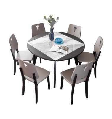 China Modern Nordic Marble Slab Rock Foldable Dining Room Style Design Simplicity Household Dining Table And Chairs Foldable Set for sale