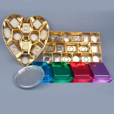 China Plastic Chocolate Candy Container Chocolate Candy Packaging Tray with Custom Gold and Silver Color Food Blister Blister Box for sale