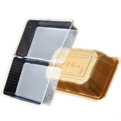 China Food Custom Take Away Plastic Blister Container Packing Box Three Compartment Division Portion Pastry Snack Box for sale