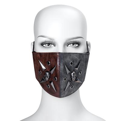 China Fashion Classic Reusable For Women Mens Party PU Skeleton Leather Dustproof Face Cover Device for sale