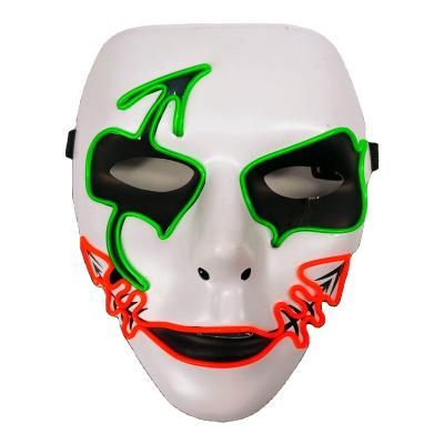 China Party Supplies Adult EL Wire Mask Party Masks Face LED Halloween Clown Costume Prop Adult Scary Light Up Scream Funny Horror EL Wire Masks for sale