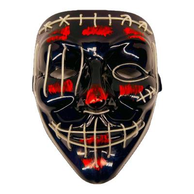 China Party Supplies Scary Led EL Wire Mask Party Halloween Light Up Face Adult Party Costume Prop Scream Digital Clown EL Wire Masks for sale