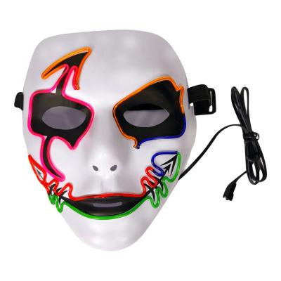 China Party Supplies El Wire Mask Game Halloween Horror Led Latex For Kids Party Light Cow Screen Face Fashion Fight Custom Printed for sale