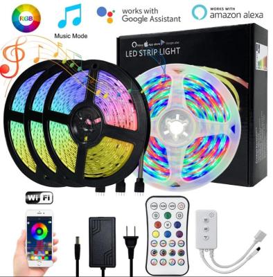 China Smart Hotel 2835 App Control Life Sync 12V 5M 10m 15M RGB 5050 With Wifi Music Led Strip Light Works With Alexa Remote Control for sale