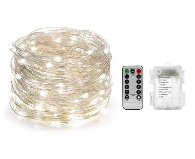 China 1-10m Fairy Light Tree Christmas Copper Wire Fairy Lights Remote Control Silver String Lights LED Waterproof Battery String Lights for sale