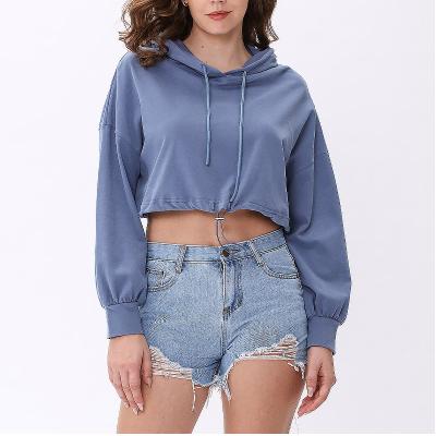 China Anti-Wrinkle Cotton Custom Crop Top Sweatshirts For Women OEM Hoodie Women High Quality Cropped Cotton Crop Top Hoodies for sale