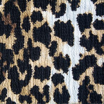 China Polyester Spandex Warp Crepe Anti-Static Screen Print Knitted Fabric For Popular Design Leopard Disy Gingham Check for sale