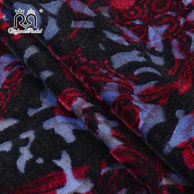 China VELVET BURNOUT TEXTILE ANTISTATIC RNR FLORAL DESIGN KNIT DIGITAL PRINT GARMENT FABRIC for sale