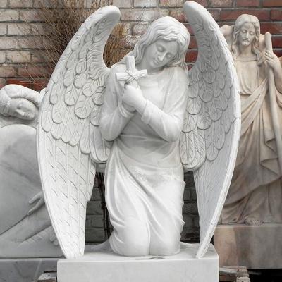 China Traditional Custom Hand Carve Stone Angel Sculpture Marble Angel Statue For Decoration for sale