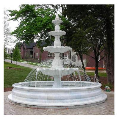 China Modern Cheap Handmade Garden Water 3 Tiers White Marble Fountain Cost Big Size For Garden Decoration for sale