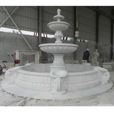 China Factory Customized Decorative White Marble Water Fountain Modern Nature Stone Marble Fountain Statue Garden Decor for sale