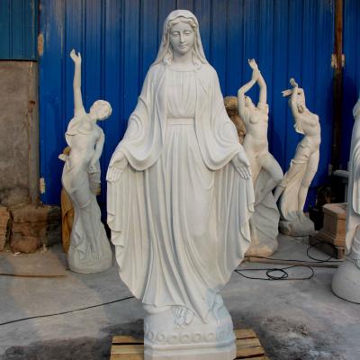 China Traditional Custom Made Handmade Stone Maria Sculpture Marble Virgin Mary Statue For Religious for sale