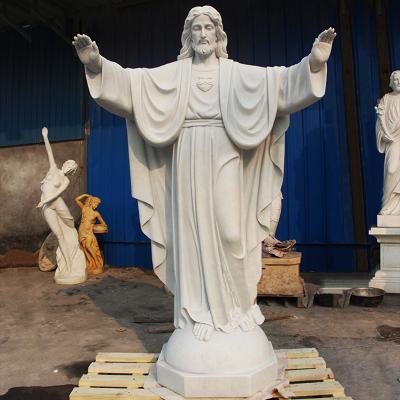 China Custom Handcrafted Stone Traditional Jesus Sculpture Marble Jesus Statue For Church for sale