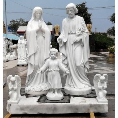 China Natural White Marble Life Size Holy Virgin Mary Joseph And Baby Jesus Family Statues From Europe For Church Decoration for sale