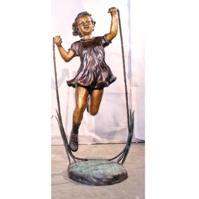 China Europe Town Square Playground Statue Jump Rope Bronze Statue For Sale for sale