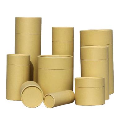 China Custom Eco Friendly Recycled Materials Kraft Paper Cylinder Tube Packaging Kraft Paper Round Box For Food Tea for sale