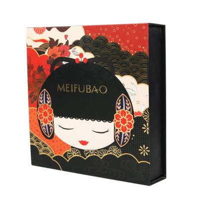 China Recyclable Valentine Chinese New Year Gift Box Custom Makeup Packaging Black Paper Gift Box With Magnetic Lid for sale