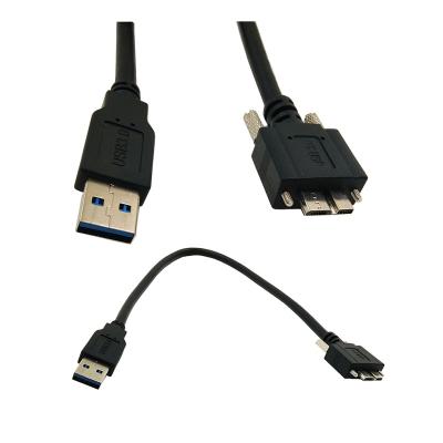 China Electronics Products Free Sample Custom 9 Pin USB 3.0 A Male 180 To Straight Degree Screw Lock USB 3.0 Micro B Cable for sale