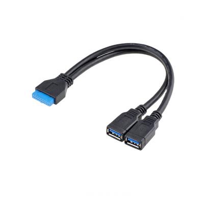 China Custom Electronics Products Front Panel 2 Ports USB 3.0 Type One Female To 20pin Header Motherboard Cable for sale