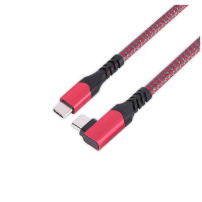 China Electronics Products Nylon Cable Type C Male To Right Left Type C Male Extension 90 Degree Angle Cable for sale