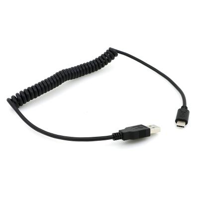 China Electronics Products USB 2.0 A Male To Type C Male Data Spring Charging Coil Stretch Cord for sale