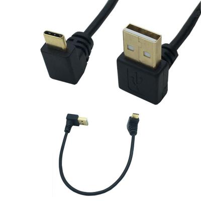 China Electronics Products Up Angle USB 2.0 Type A Male To USB 3.1 Type-C Male Up Angle USB Data Sync Charging Cable dwon for sale