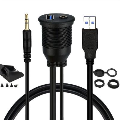 China 1/8 Male Aux Speaker Car Boat Dash Stream Mount Lead Stand USB 3.0 A 3.5mm Waterproof Board. to female extension cable for sale