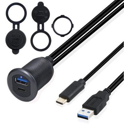 China Custom Electronics Products Free Sample Usb 3.0 A USB 3.1 C Male To Female Panel Mount Extension Cable With LED Indicator for sale