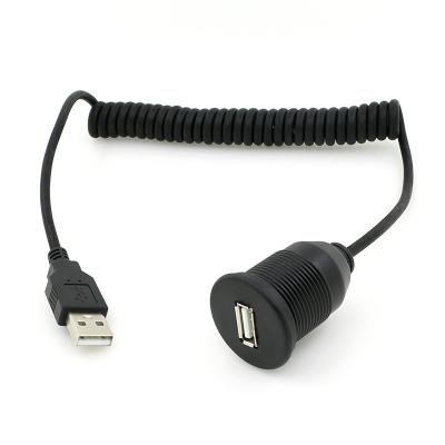 China Electronics Products Waterproof USB 3.0 2.0 A Male To Female Round Patch Panel Mount Extension Coil Spring USB Cable for sale