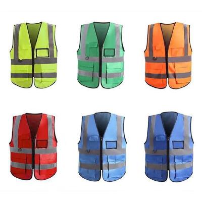 China 120g Silk Cloth/Factory Cloth Warning Vest High Quality Custom Fluorescent Yellow Adjustable Reflective Safety Luminous Silver Logo Reflective for sale