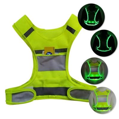 China LED Fluorescent Light High Visibility Waterproof Safety Vest Outdoor Running Reflective Custom for sale