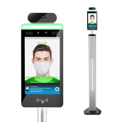 China 8inch WIFI AI Motion Detection Human Body Temperature Kiosk Face Recognition Thermometer Scanner Touch Screen Access Control System for sale