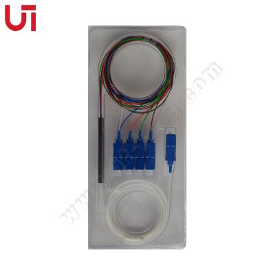 China High Quality FTTH 0.9mm Single Mode PLC 1x4 SC Connector Fiber Optic PLC Splitter for sale