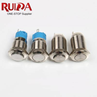 China Latching High (Fixed) Latching/Fixing/Flat Head 12mm Metal On-Off Waterproof Push Button Switch Without Led for sale