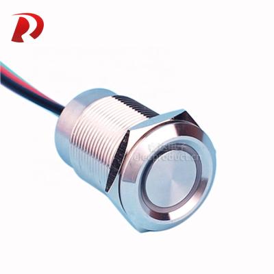 China IP68 Control Industrial ON-OFF Ring Led Piezo Switch 19mm Hand Touch Type Push Button Stainless Steel Anti-Vandal Switch for sale