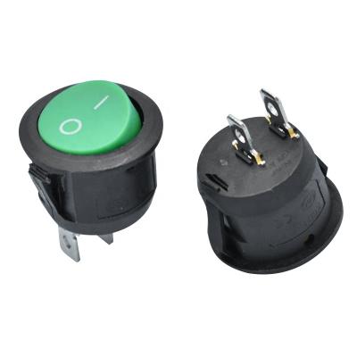 China Electrical equipment China manufacturers 23mm button switch 6A 250VAC 2pin kcd1 green top round ON OFF rocker switch t85 for sale