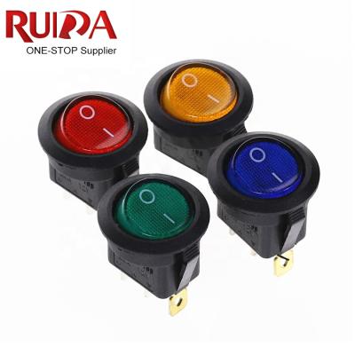 China Electrical Equipment SPST 24V/12V 20A Led Switch Car Button Lights Rocker Light Inverter 3 Pin ON Round Rocker Switch t105 55 for sale